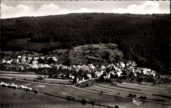 Postcard Grünenwört Wertheim am Main, aerial photograph of the surrounding landscape, Main
