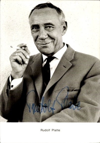 Ak Schauspieler Rudolf Platte, Portrait mit Zigarette, Autogramm