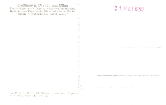 Postcard Heppenheim an der Bergstraße, aerial photograph, Gasthaus Zum Pflug