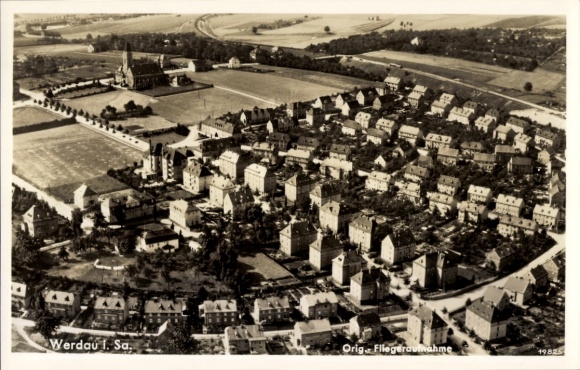 Postcard Werdau in Saxony, aerial photograph, No. 29439