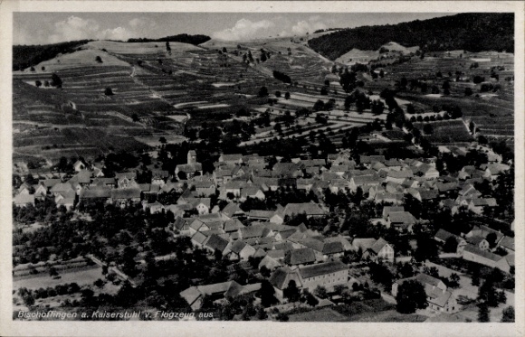 Postcard Bischoffingen Vogtsburg im Kaiserstuhl, aerial photograph