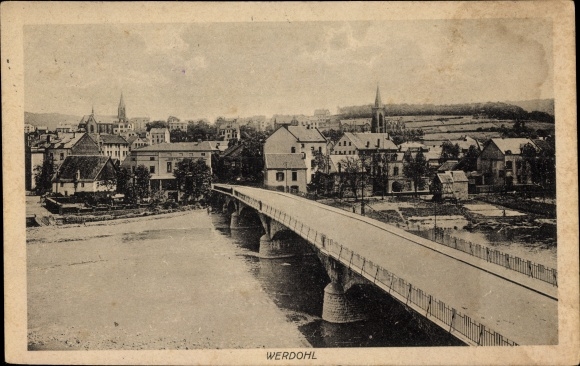 Ak Werdohl im Märkischen Sauerlandkreis, Brücke, Flusspartie