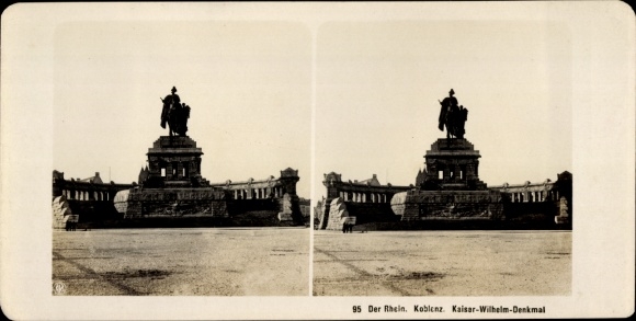Stereo photo Koblenz in Rhineland Palatinate, Kaiser Wilhelm monument