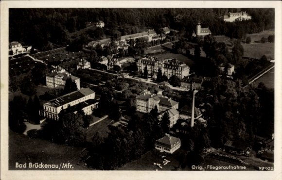 Postcard Bad Brückenau in Sinntal Lower Franconia, aerial photograph, partial view