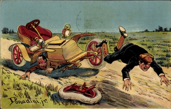 Artist PC Donadini, Antonio Ermenegildo, traffic accident, car, fall