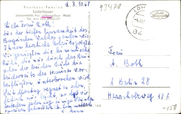 Ak Lohberg im Bayerischen Wald, Rasthaus Pension Loderbauer