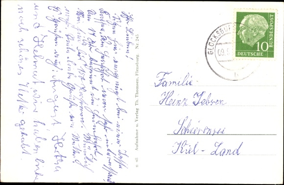 Postcard Glücksburg on the Baltic Sea, castle, sailing regatta, surf