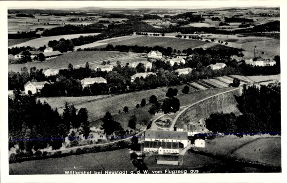 Ak Neustadt an der Waldnaab, Schwarz-weiß Luftbild von Wollershof bei Neustadt an der Waldnaab