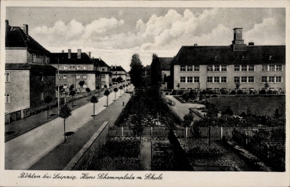 Postcard Böhlen in the Leipzig district, Hans Schemmplatz, school