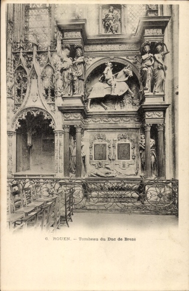 Ak Rouen Seine Maritime, Tombeau du Duc de Brezé,  Grabmal, Skulpturen, Detail
