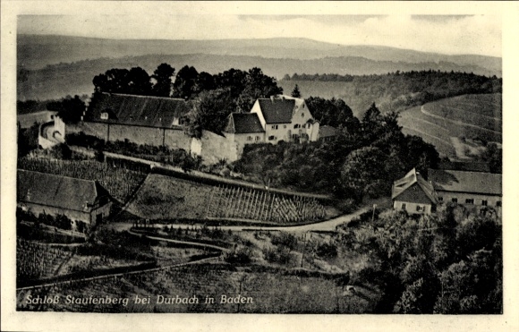 Ak Durbach in Baden, Schloß Staufenberg, Fliegeraufnahme
