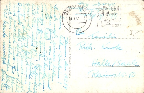 Postcard steamer Seven Seas, Europe Canada Line
