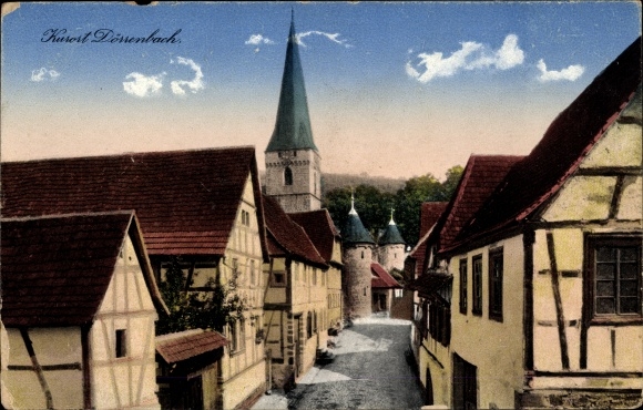 Postcard Dörrenbach in Rhineland-Palatinate, view of the town and church