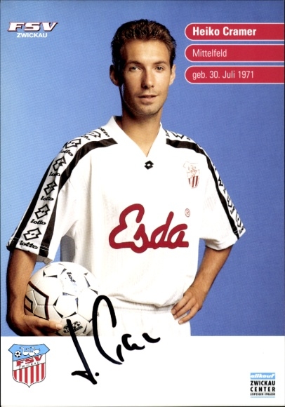 Autogrammkarte Fußballer Heiko Cramer, FSV Zwickau, Autogramm