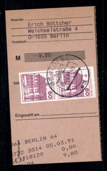 Michel nr 611 C/A (para) w sekcji odbiorcy przekazu pieniężnego