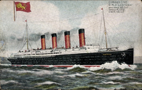 Ak passagiersstoomboot RMS Lusitania, Cunard Line