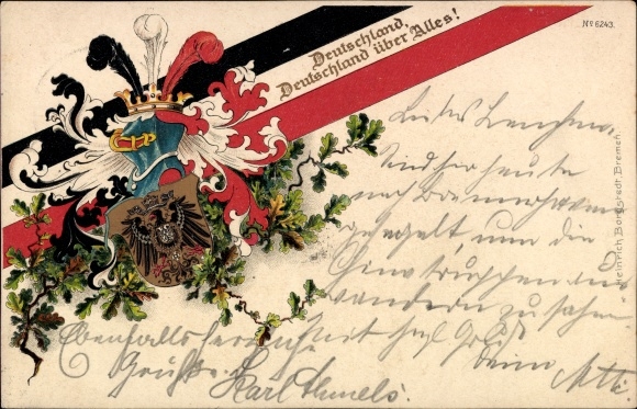 Wappen Litho Deutschland über Alles, Eichenlaub, Schwarzer Adler