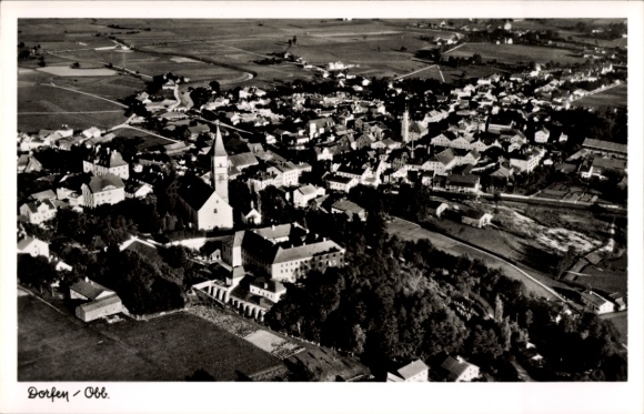 Postcard Dorfen in Upper Bavaria, aerial photograph