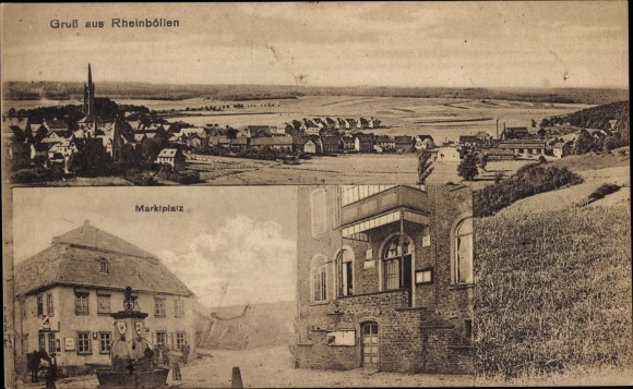 Postcard Rheinböllen in the Hunsrück, panorama, market square
