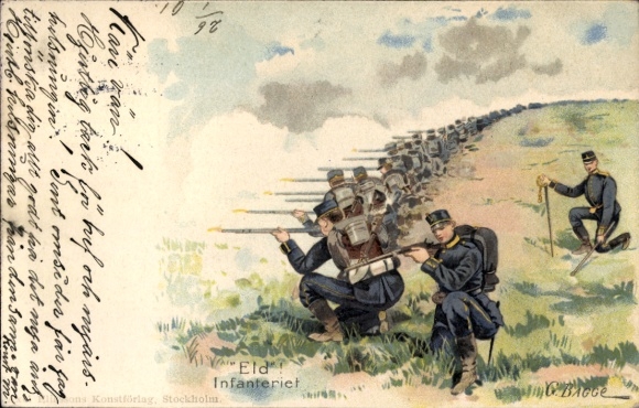 Artist Chromo-Litho Bagge, G., Swedish Infantry, Soldiers in Uniforms