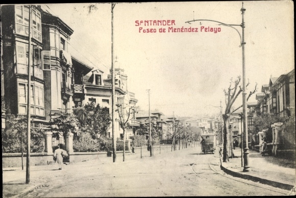 Postcard Santander Cantabria Spain, Paseo de Menendez Pelayo