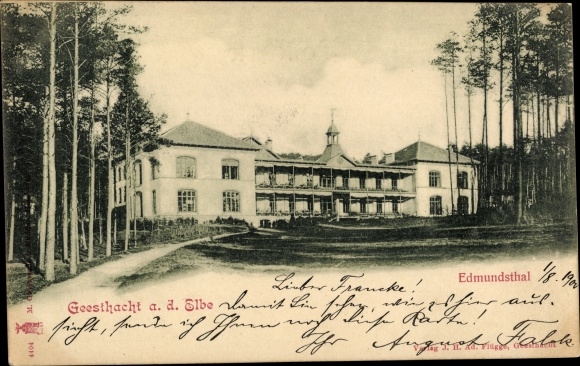 Postcard Edmundsthal Siemerswalde Geesthacht in the Duchy of Lauenburg, city view, building