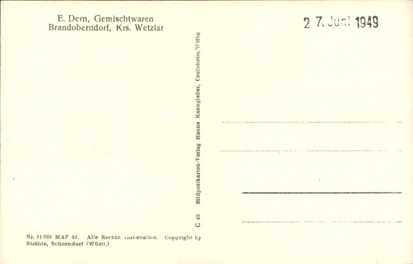 Postcard Brandoberndorf Waldsolms in Hesse, aerial photograph