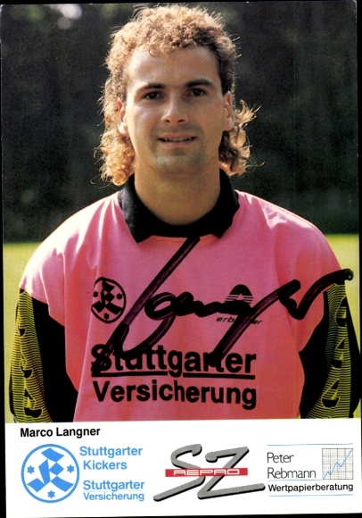 Autograph card footballer Marco Langner, Stuttgarter Kickers, autograph