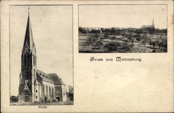 Ak Weitersburg am Rhein, Gesamtansicht, Kirche