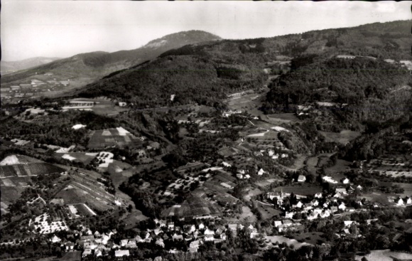 Postcard Sasbachwalden in the Black Forest, aerial view of the Black Forest, quiet landscape, vineyards, houses