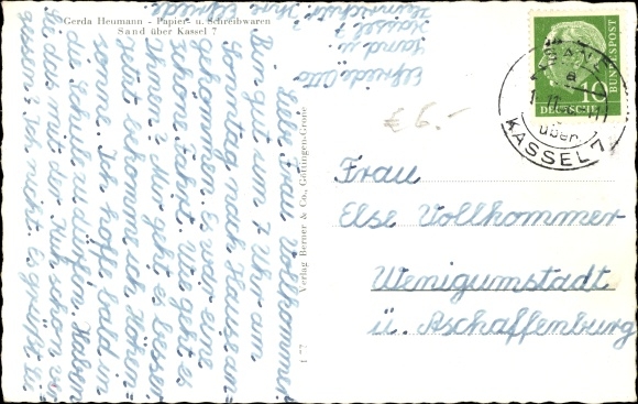 Postcard Sand Bad Emstal in Hesse, Dorfstrasse, New School, partial views