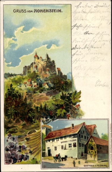 Artist Chromo-Litho Hohenstein Bönnigheim in Württemberg, Inn zur Felsenburg