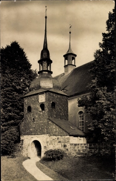 Ansichtkaart Lawalde in Oberlausitz, kavel bij de kerk