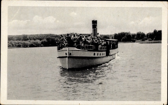 Postcard excursion boat Roland I. on the Gudelacksee