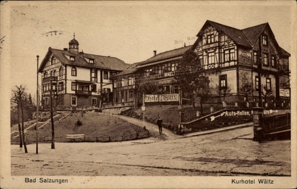 Postcard Bad Salzungen in Thuringia, Kurhotel Wältz, old architecture, brine stadium, quiet surroundings