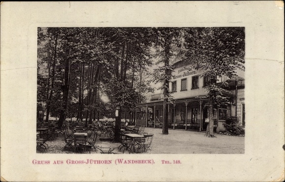 Ansichtkaart Hamburg Wandsbek Jüthorn, herberg, terras
