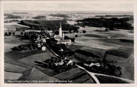 Ak Oberbergkirchen Mühldorf am Inn Oberbayern, Fliegeraufnahme