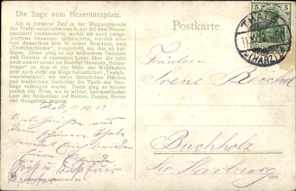 Postcard Wernigerode, Brocken, Devil's Basin, Witches, Witches' Dance Floor, Devil's Castle