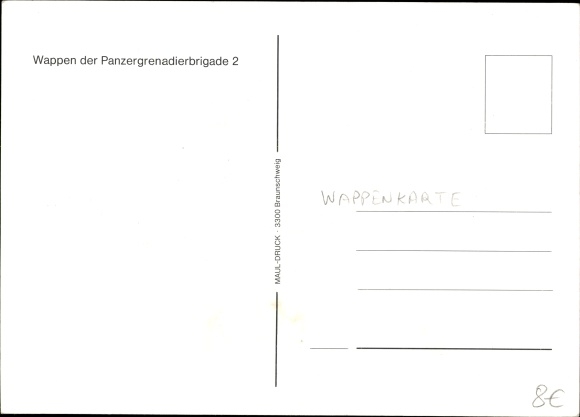 Postcard coat of arms of the Panzergrenadierbrigade 2, Braunschweig, German Bundeswehr
