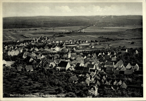 Postcard Weil im Dorf Weilimdorf Stuttgart in Württemberg, aerial view of rural area, residential houses