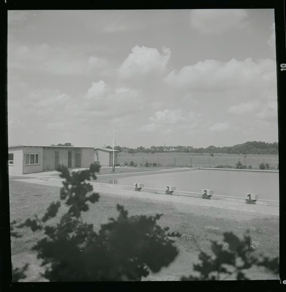 8 celluloid negatives Bokel Beverstedt in Lower Saxony, outdoor pool, street, schools