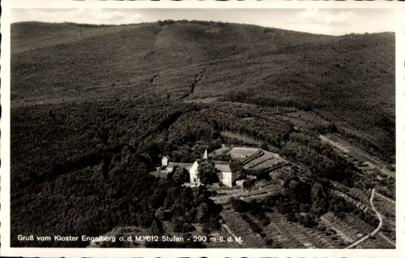 Postcard Großheubach am Main Lower Franconia, Engelberg Monastery, aerial photograph