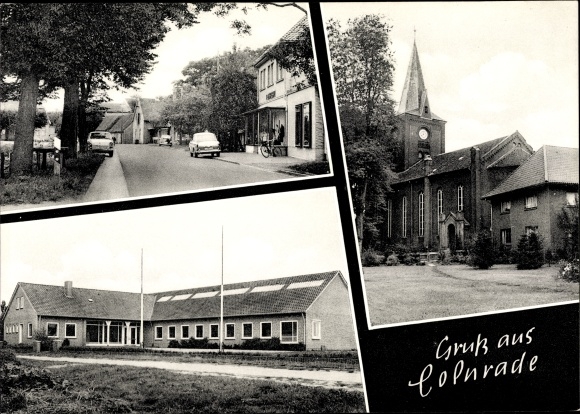 PC Colnrade Lower Saxony, partial views, church, building, street section