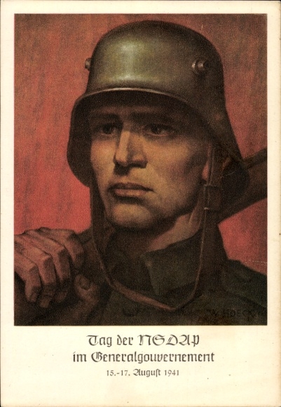 Artist Postcard Hoeck, W., Krakow, Day of the NSDAP in the General Government 1941, Wehrmacht soldier