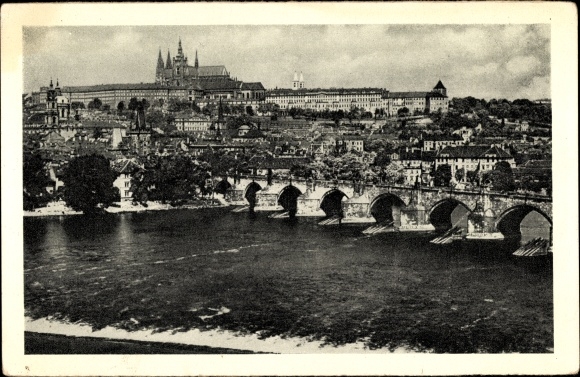 Ak Praha Prag Tschechien, Hradschin, Karlsbrücke