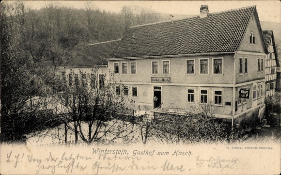 Ak Winterstein Waltershausen in Thüringen, Gasthof zum Hirsch, Historisches Gebäude, Natur, Herbs