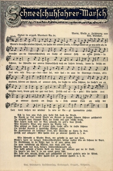 Song Postcard Anton Günther, Snowshoe Drivers March, dialect No. 54