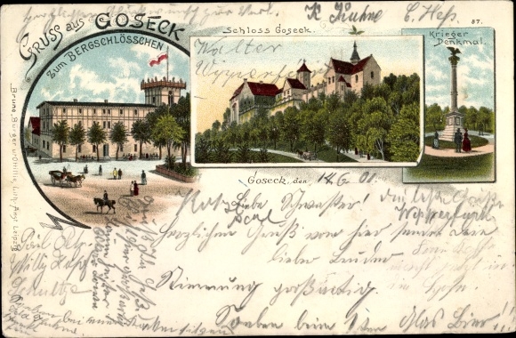 Chromo-Litho Goseck Saxony Anhalt, Bergschlösschen, Goseck Castle, war memorial