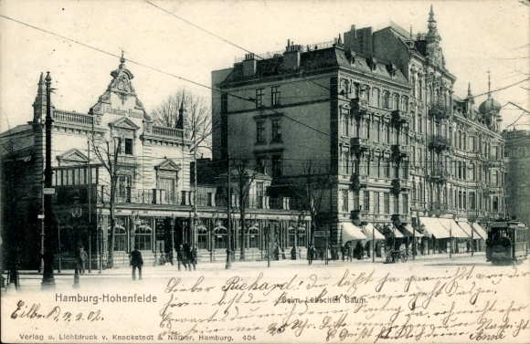 Postcard Hamburg Hohenfelde, Beim Lübschen Baum, Tram
