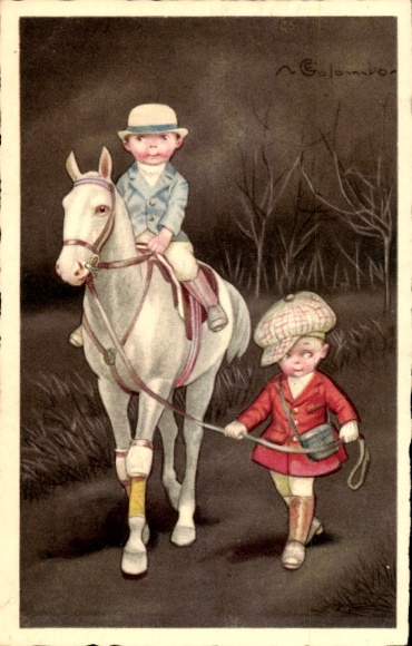 Artist Postcard Colombo, Rider on a Horse